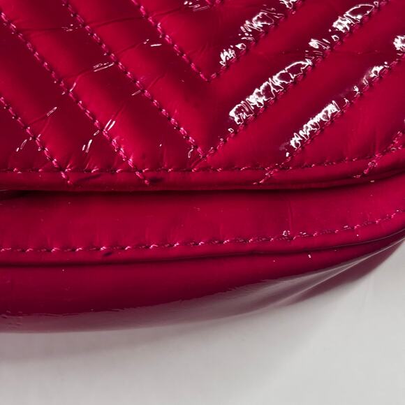 Big Buddha Hot Pink Patent Leather Quilted Purse Short & Long Chain AS IS - Picture 2 of 15